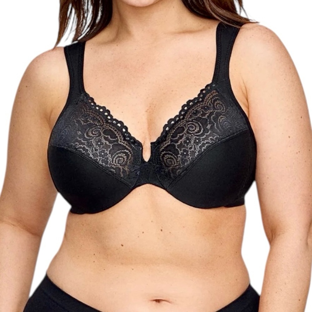 - Glamorise 38D WonderWire Low Cut Black Lace Bra! NEW!